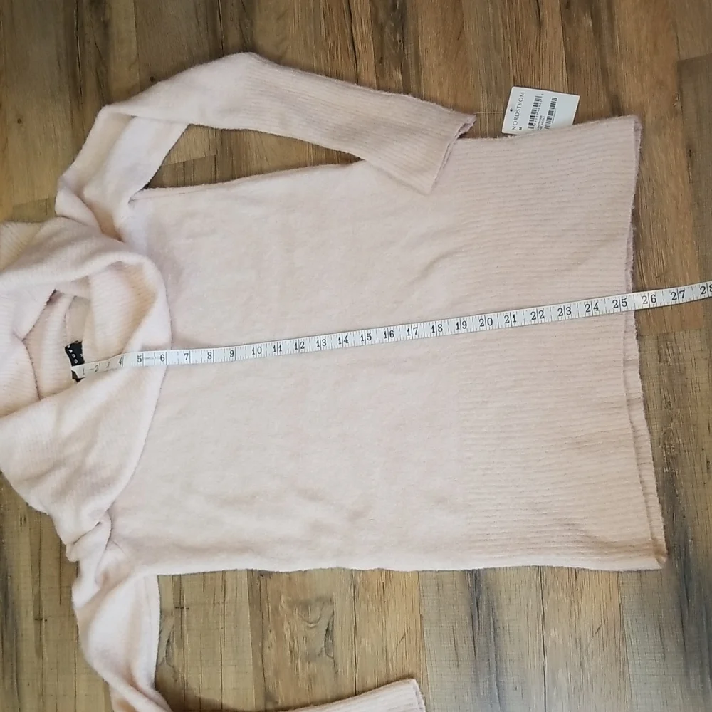TROUVE Off the Shoulder Tunic Sweater in Pink Hero